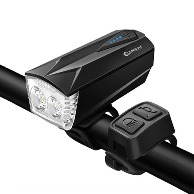 2PK Sansai Rechargeable In Line Control Bicycle 5W LED Headlight w/ Horn 93x46x60mm