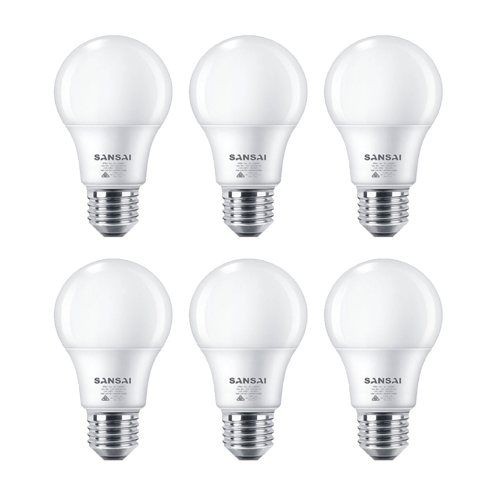 6PK Sansai LED Light Bulb A60 7W E27 Warm White