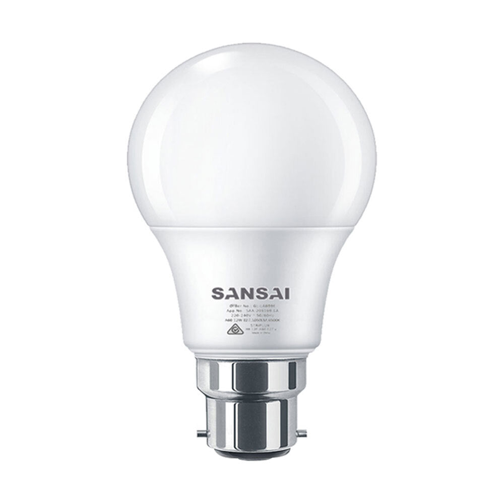 6PK Sansai LED Light Bulb A60 12W B22 Warm White