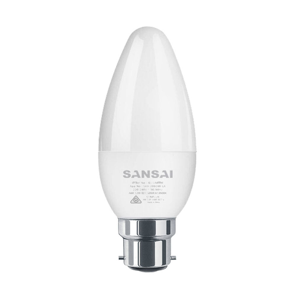 6PK Sansai LED Candle Light Bulb C37 5W B22 Warm White