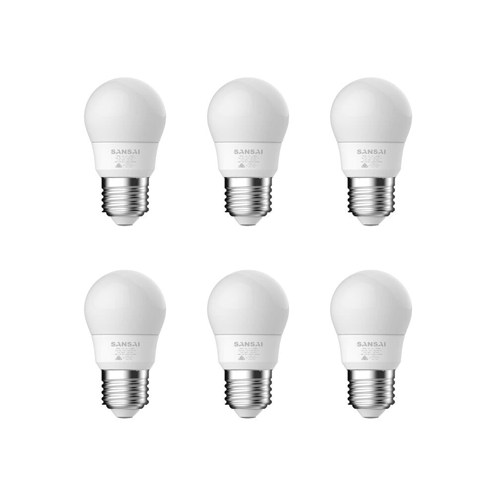 6PK Sansai LED Fancy Round Light Bulb G45 5W E27 Cool White
