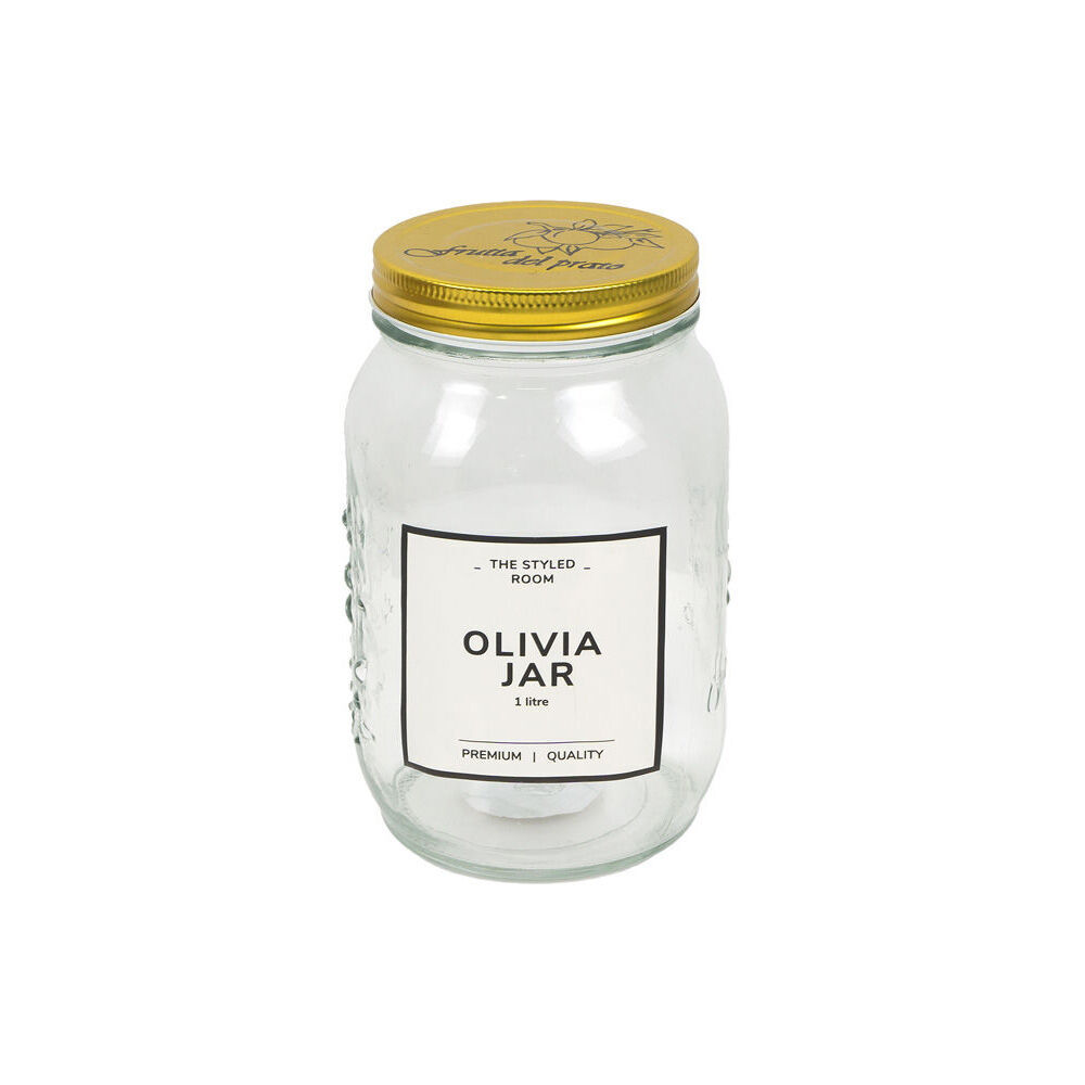 12PK The Styled Room 1000ml Glass Olivia Preserving Jar - Clear/Gold