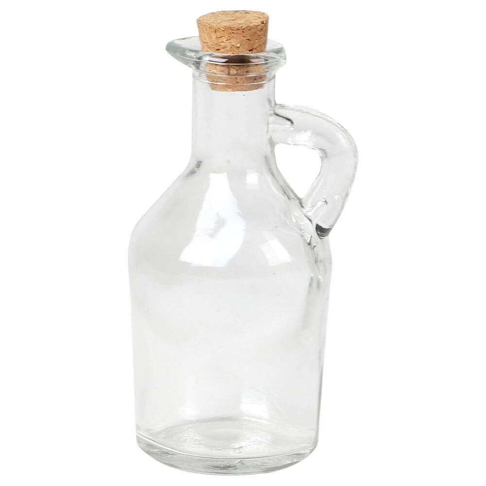 6PK Glass & Co Mini Round Push Cork Lid Storage Bottle Jug 175ml Clear