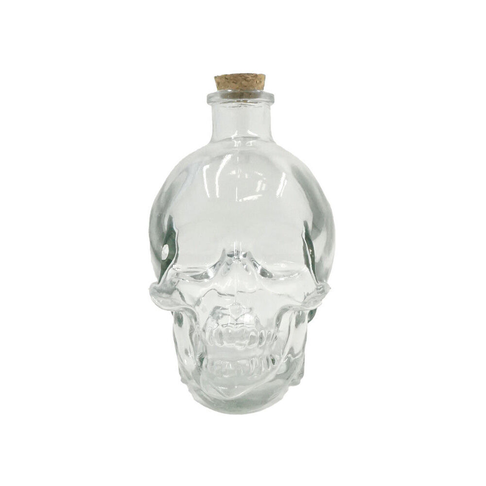 12PK Glass & Co 380ml Medium Glass Skull Drinking Bottle - Clear