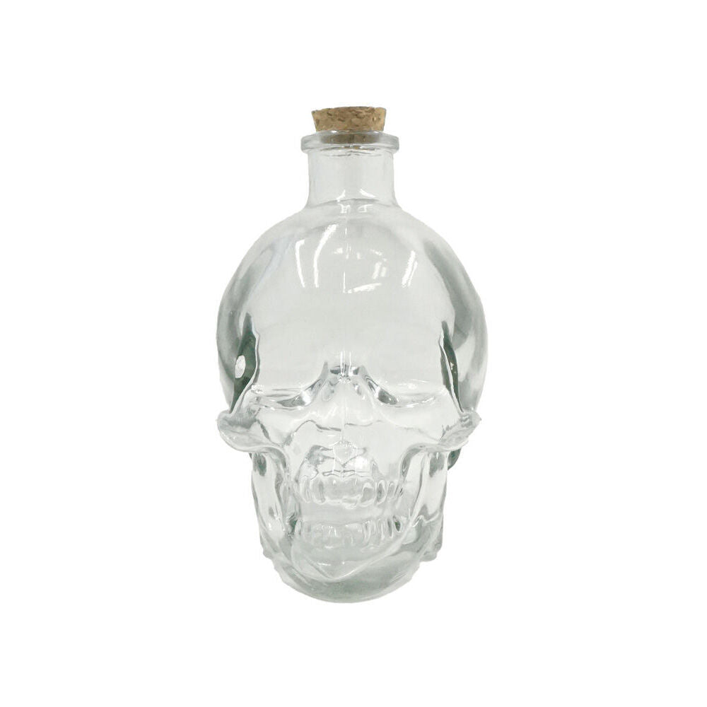 24PK Glass & Co 380ml Medium Glass Skull Drinking Bottle - Clear