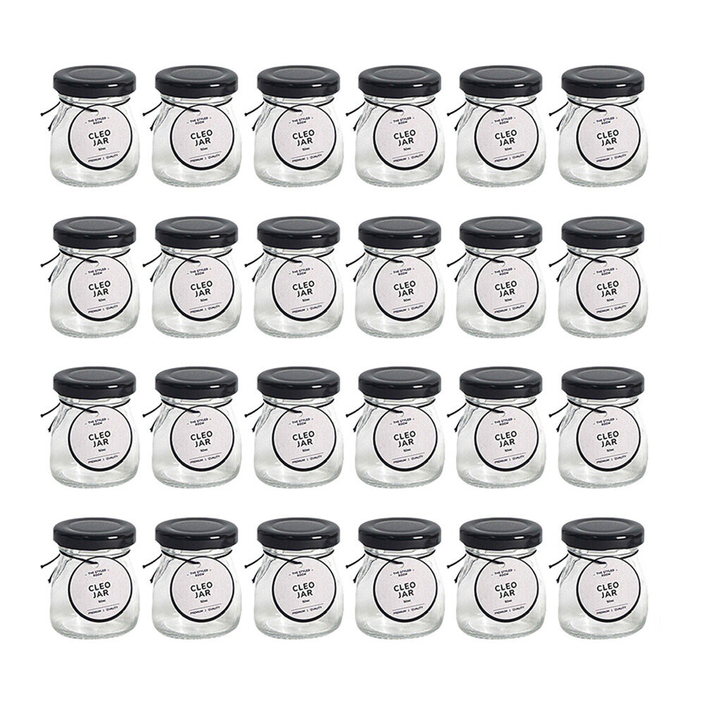 24PK The Styled Room 50ml Cleo Milk Glass Jar Assorted - Black/Gold/White