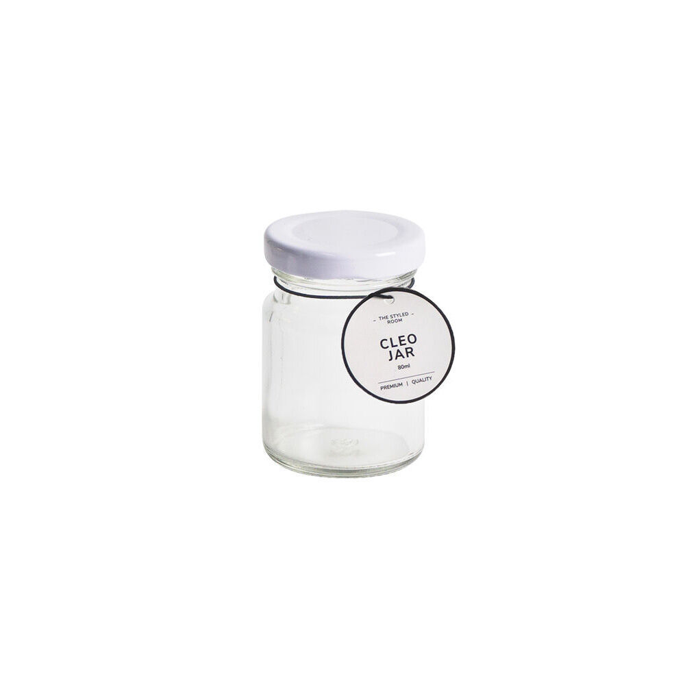 24PK The Styled Room 80ml Round Mini Glass Jar Assorted - Black/Gold/White