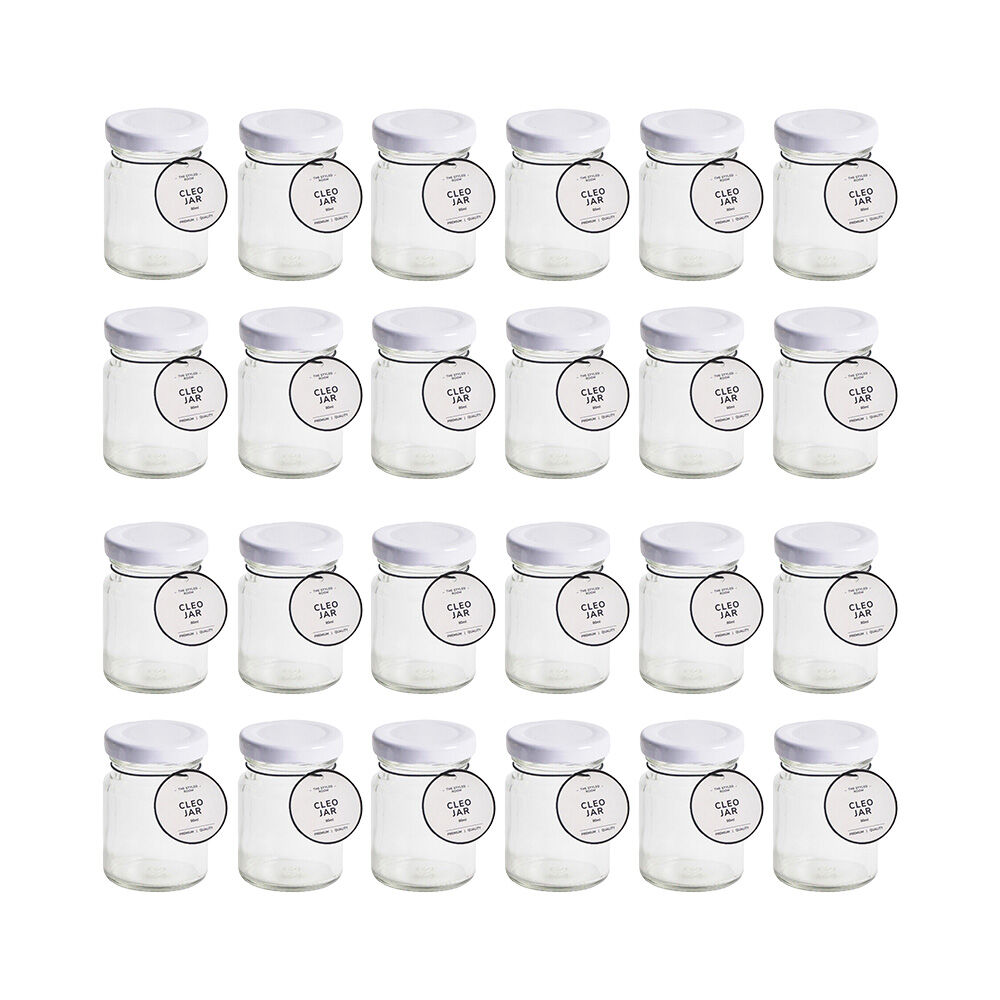 24PK The Styled Room 80ml Round Mini Glass Jar Assorted - Black/Gold/White