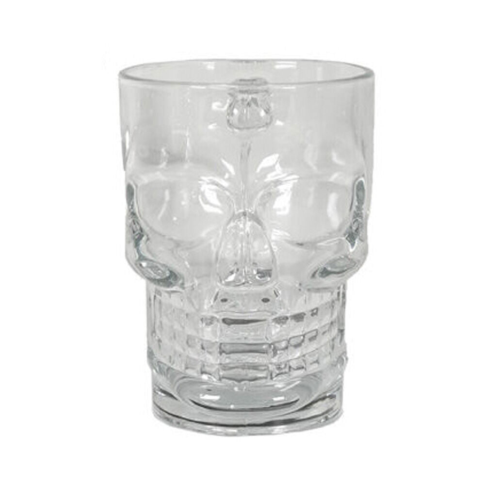 12PK Glass & Co Novelty Skeleton Skull Face Beer Drinking Cup 500ml Clear