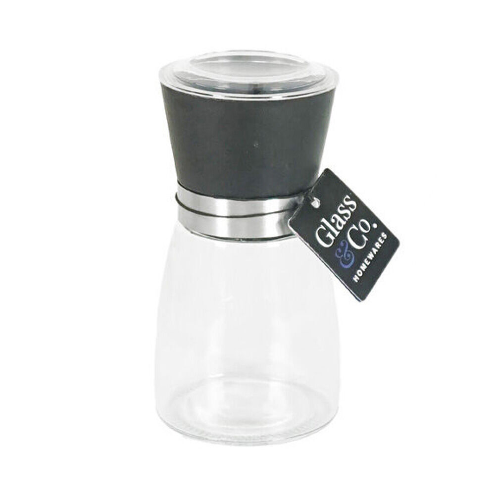 12PK Glass & Co Clear Salt and Pepper Grinder Bottle 200ml Black/Silver