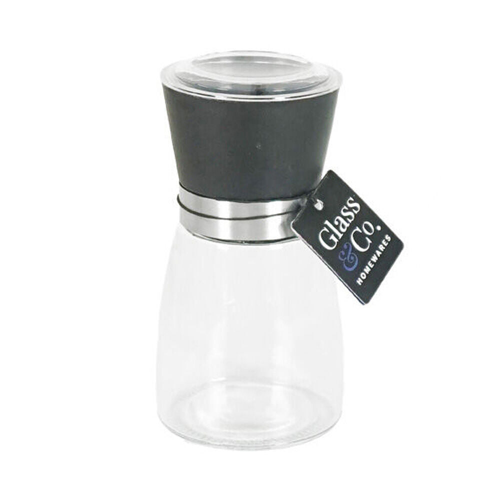 6PK Glass & Co Clear Salt and Pepper Grinder Bottle 200ml Black/Silver