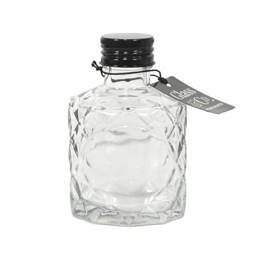 24PK Glass & Co Quilted Round Black Lid Bottle Storage Jar 110ml Clear