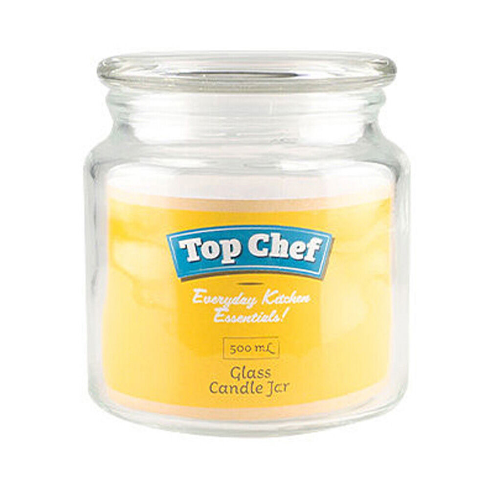 24PK Topchef Small Round Empty Glass Candle Jar w/ Lid 550ml Clear