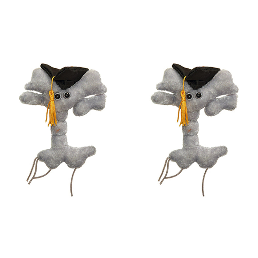 2PK Giant Microbes Graduation Brain Cell Soft Stuffed Plush Toy Grey