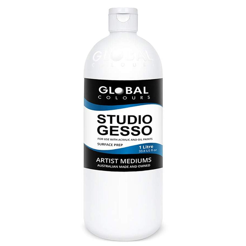 Global Studio Flexible and Fast-Drying Gesso Paint Primer 1Litre White