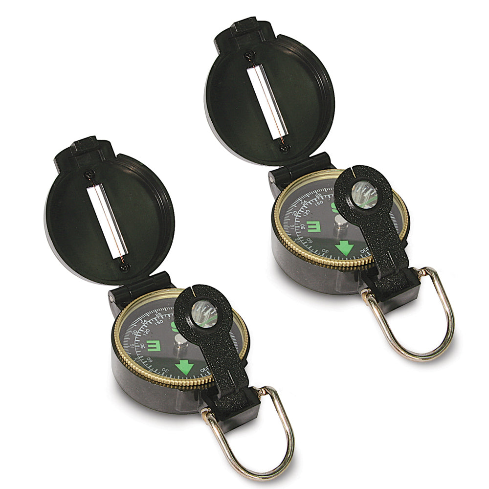 2PK Elemental Lensatic 5.3cm Compass w/ Plastic Case - Black