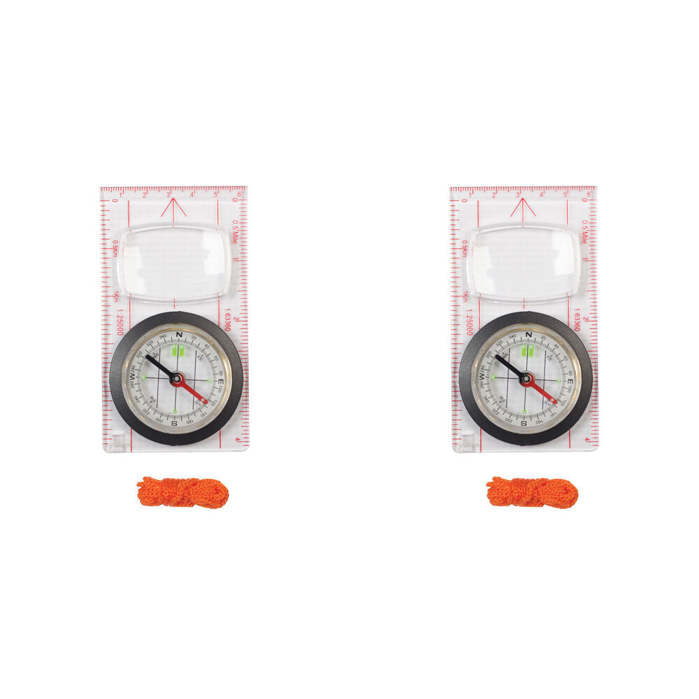 2PK Elemental Plastic Compact Liquid Filled Dial Map Compass 11.5x6.5cm
