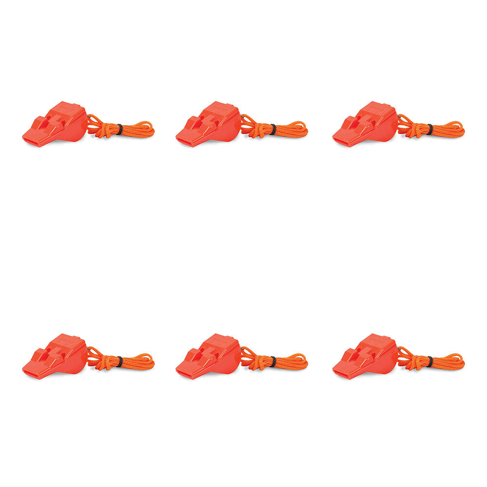 6PK Elemental Pro Blow Pealess Camping/Hiking Whistle - Orange