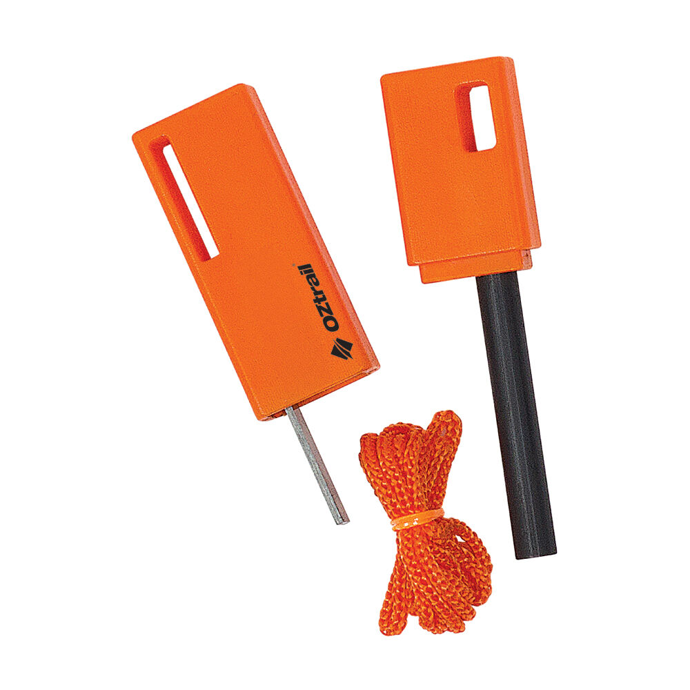 2x 3pc Elemental Flint Camping Fire Starter Set - Orange