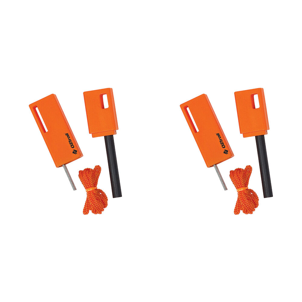 2x 3pc Elemental Flint Camping Fire Starter Set - Orange