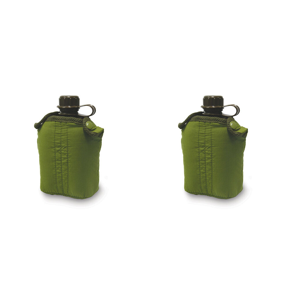 2PK Elemental Plastic Canteen Water Bottle w/ Cover 840ml - Green