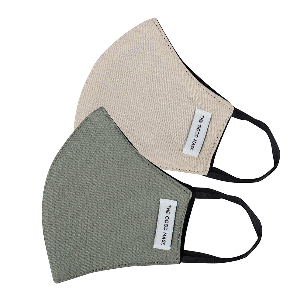 4PK The Good Brand Kids Reusable Breathable Face Mask Bone/Sage 8-12yrs