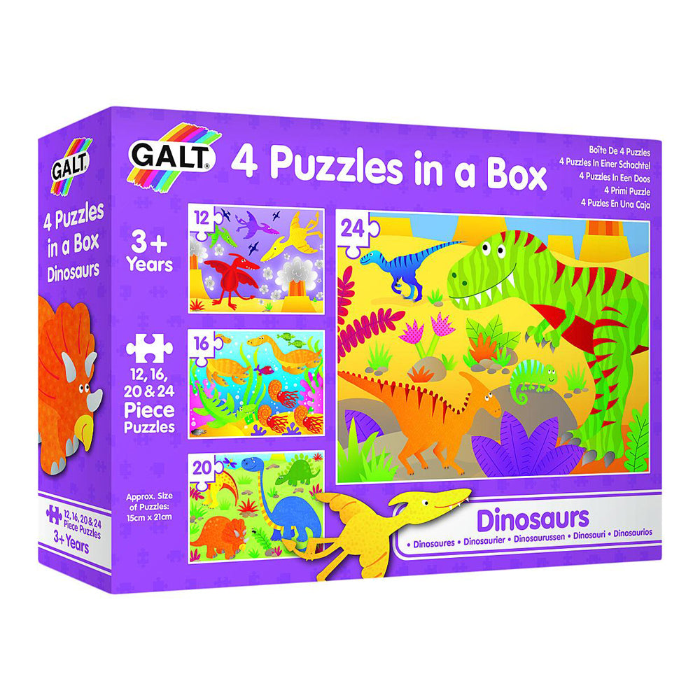 Galt 4 Puzzles In A Box Farm/Vehicles/Dinosaurs Kids Toy 3y+
