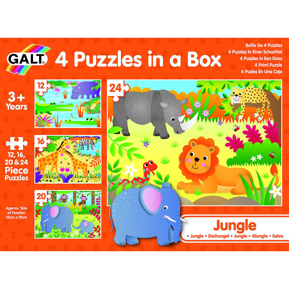 Galt 4 Puzzles In A Box Jungle Kids/Childrens Toy 3y+