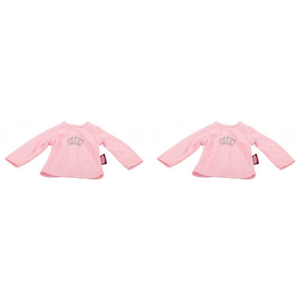 2PK Gotz Wardrobe Pink Long Sleeved Tshirt w/ Crown Baby Girl Doll Clothes 42cm