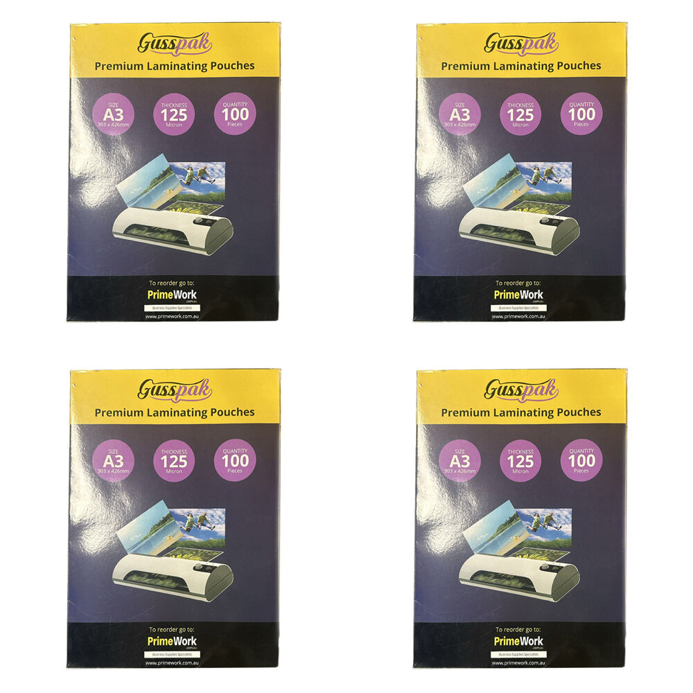 400pc Gusspak A3 Laminating Pouches 125 Micron Gloss