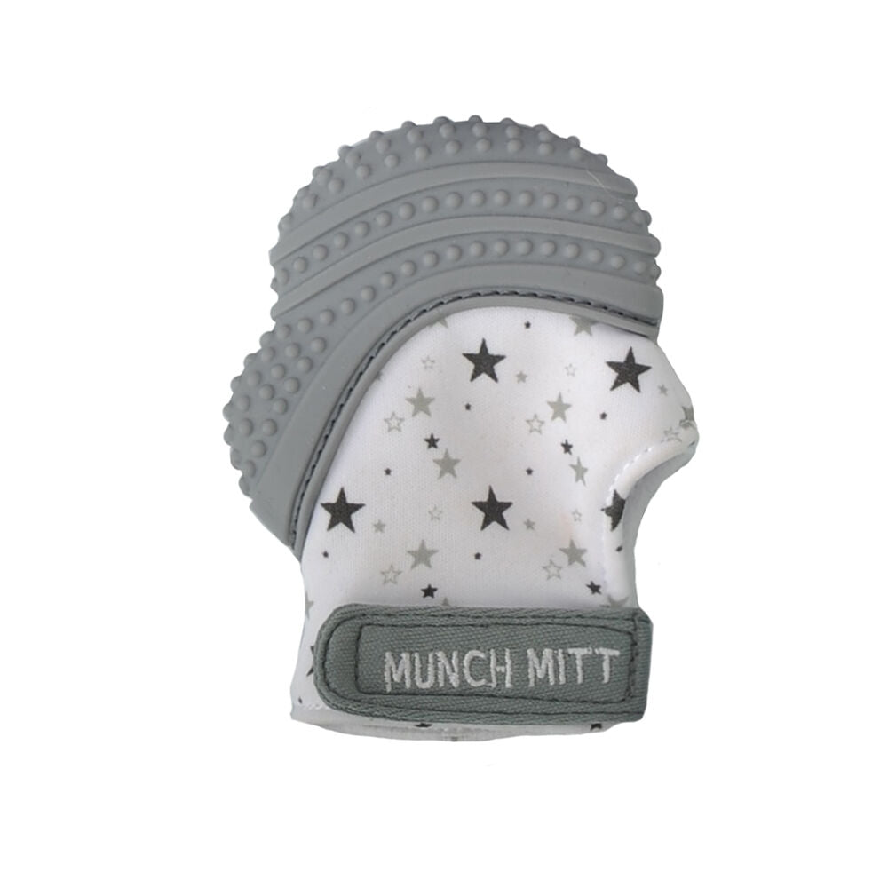 2pc Malarkey Kids Munch Mitt and Chew Cube Teething Relief Pack Grey 3m+