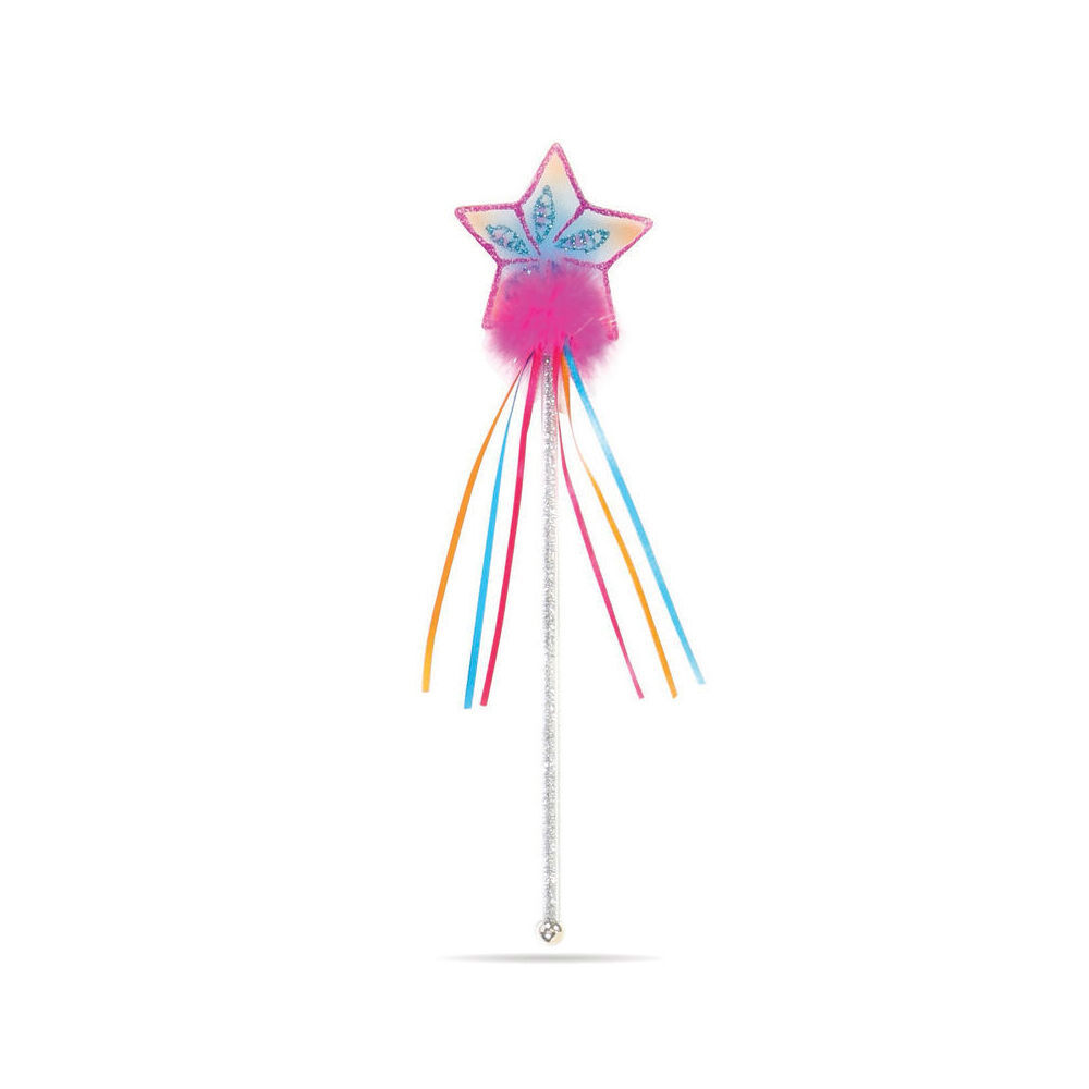 2PK Great Pretenders Multi Pastel Hot Pink Glitter Rainbow Wand Kids Costume Toy