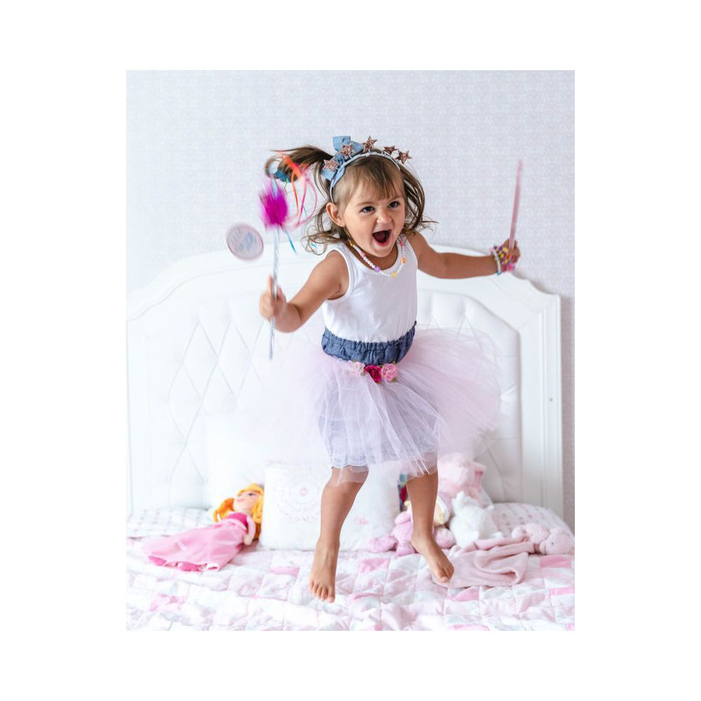 Great Pretenders Multi Pastel Hot Pink Glitter Rainbow Wand Kids Costume Toy