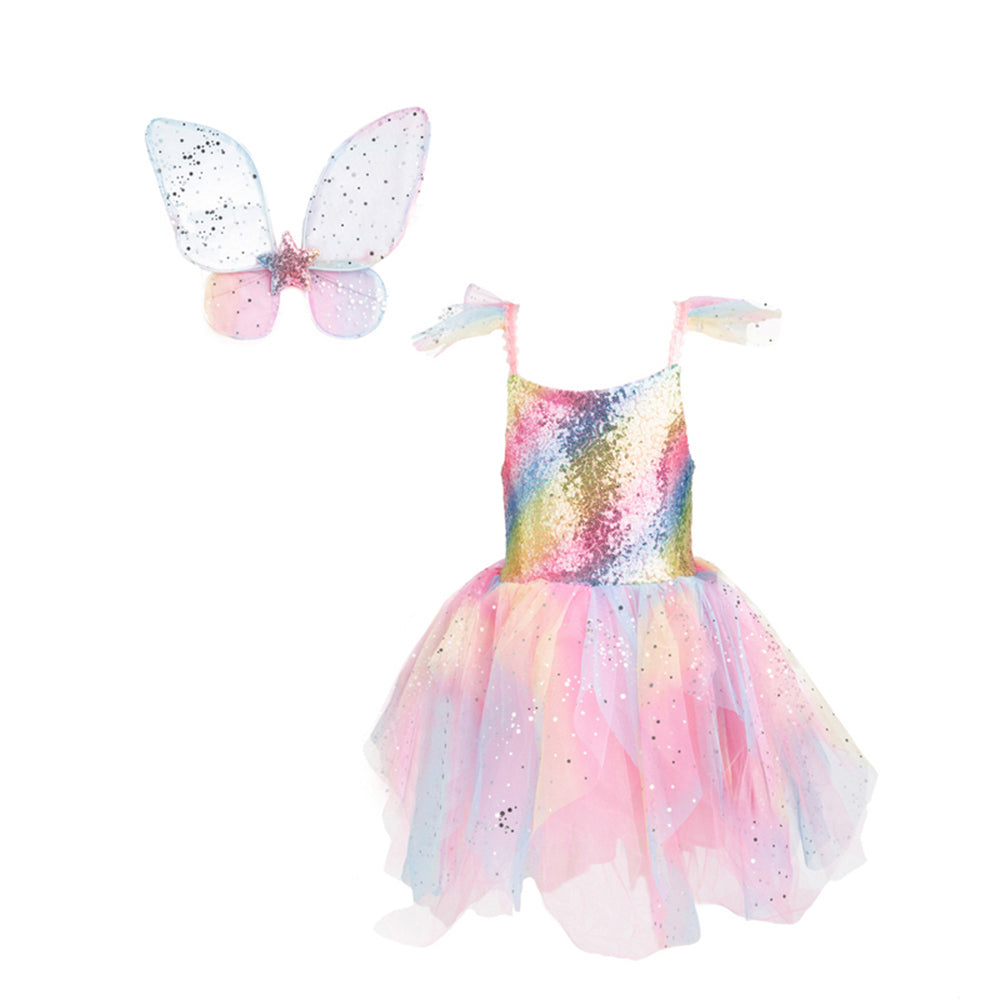 Great Pretenders Size 3-4 Rainbow Fairy Dress w/ Wings Kids 3y+