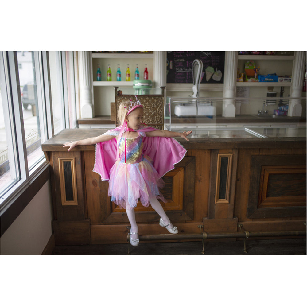 Great Pretenders Size 3-4 Rainbow Fairy Dress w/ Wings Kids 3y+