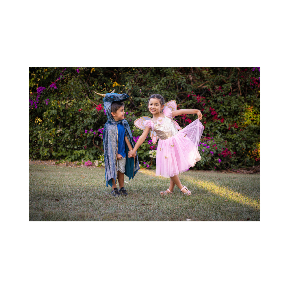2pc Great Pretenders Size 5-7 Sequins Butterfly Dress & Wings Gold Kids 4+