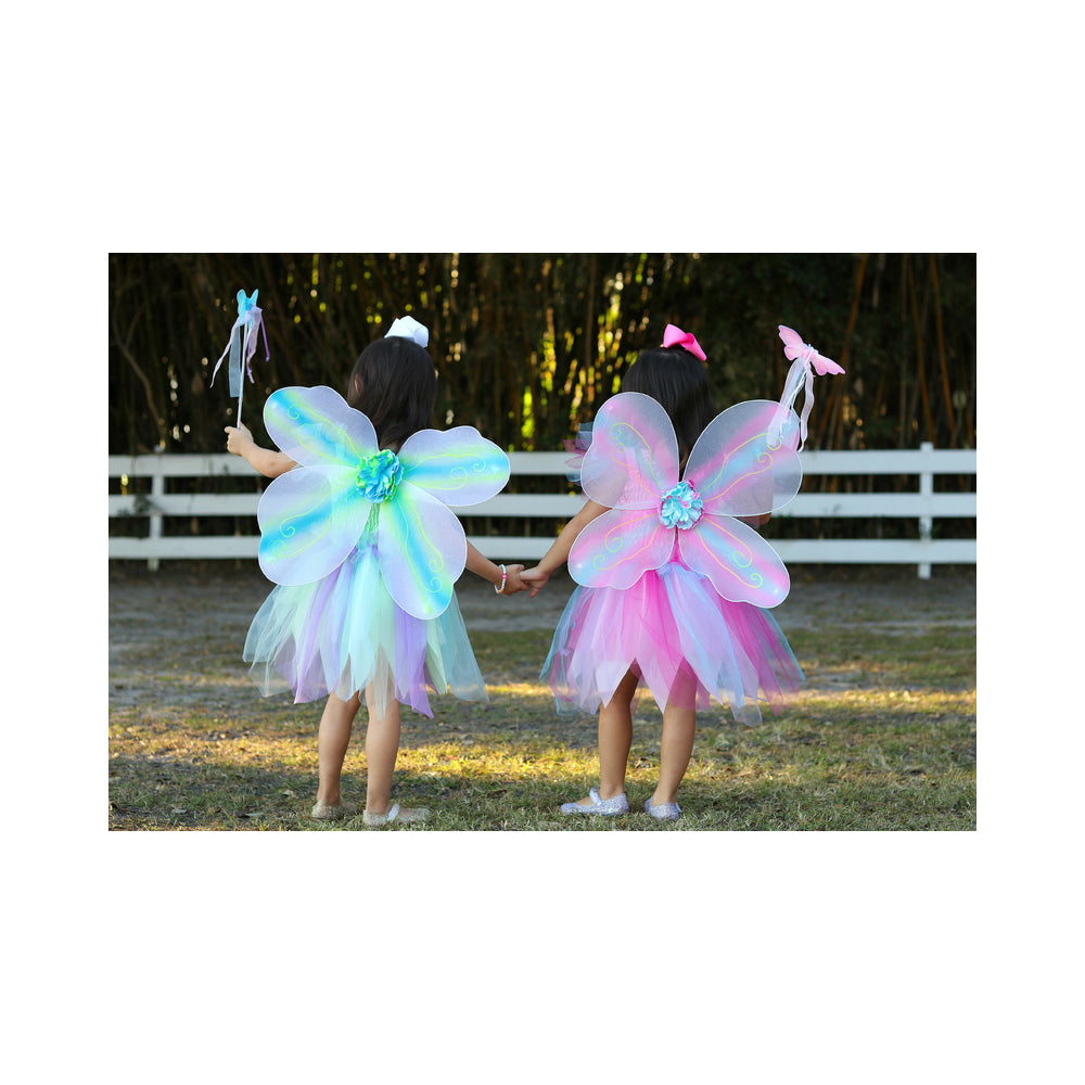 Great Pretenders Size 5-6 Butterfly Dress/Wings w/ Wand Green Kids 4y+