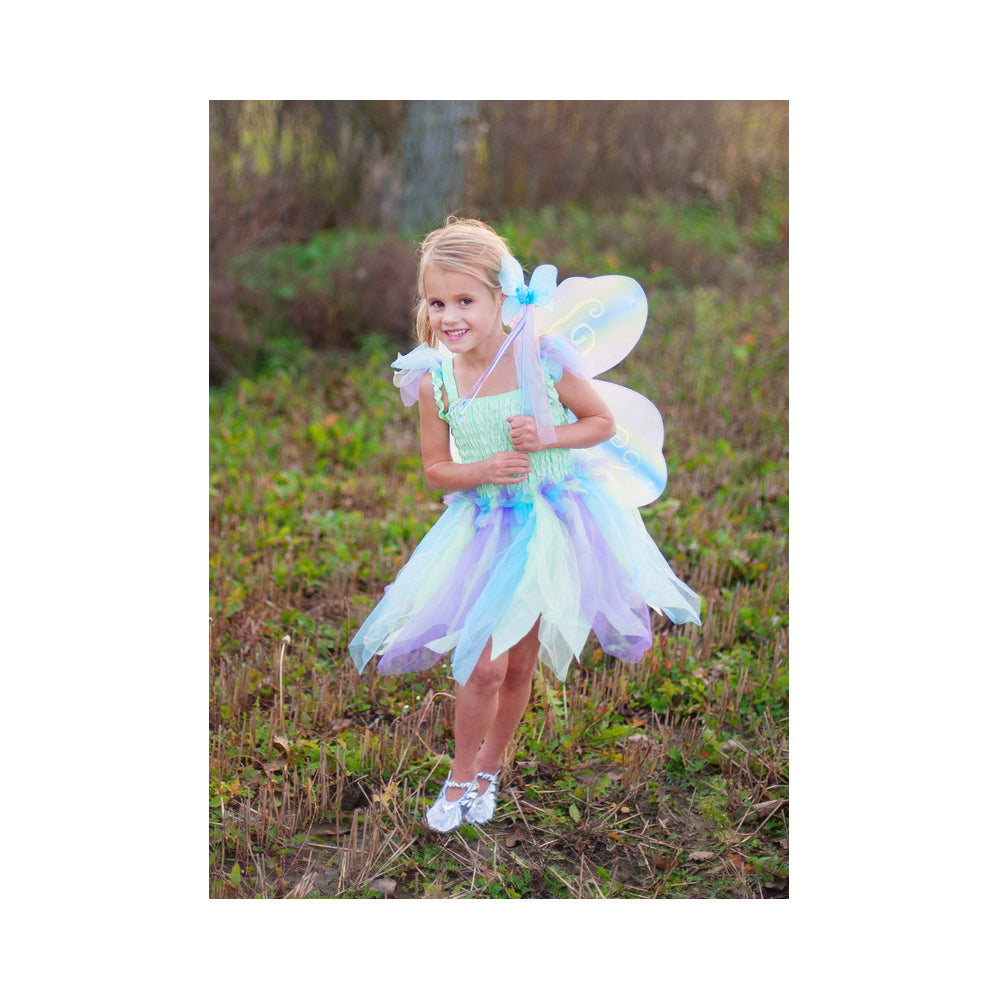 Great Pretenders Size 5-6 Butterfly Dress/Wings w/ Wand Green Kids 4y+