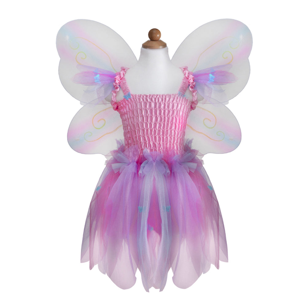 Great Pretenders Size 5-6 Butterfly Dress/Wings w/ Wand Pink Kids 4y+
