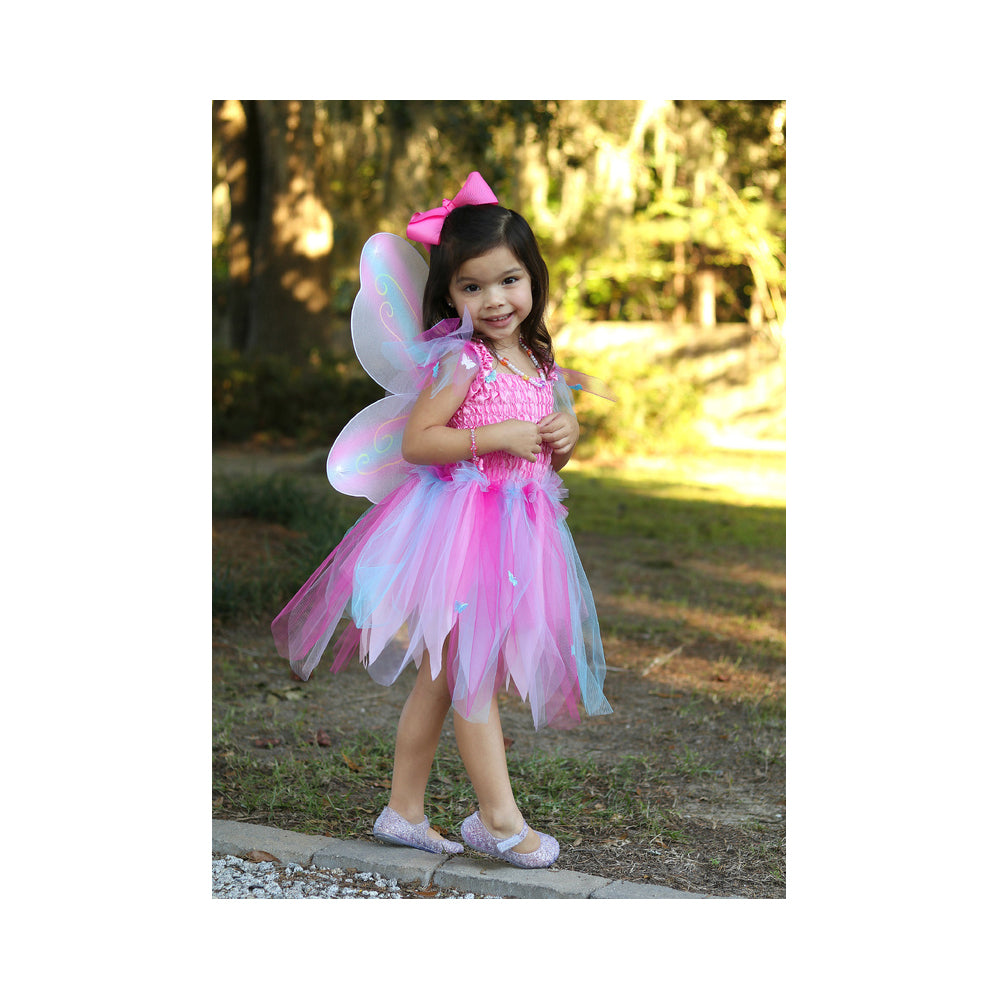 Great Pretenders Size 5-6 Butterfly Dress/Wings w/ Wand Pink Kids 4y+