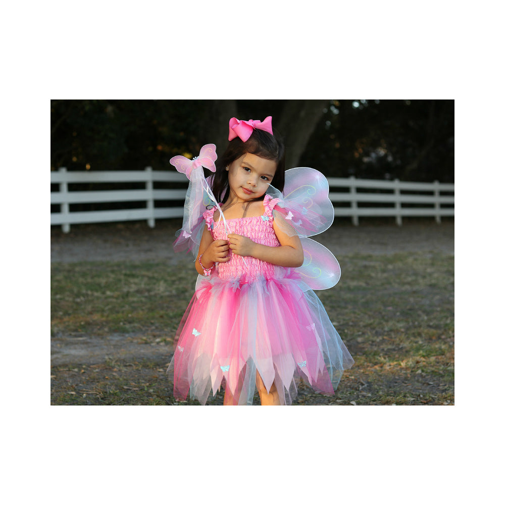 Great Pretenders Size 5-6 Butterfly Dress/Wings w/ Wand Pink Kids 4y+
