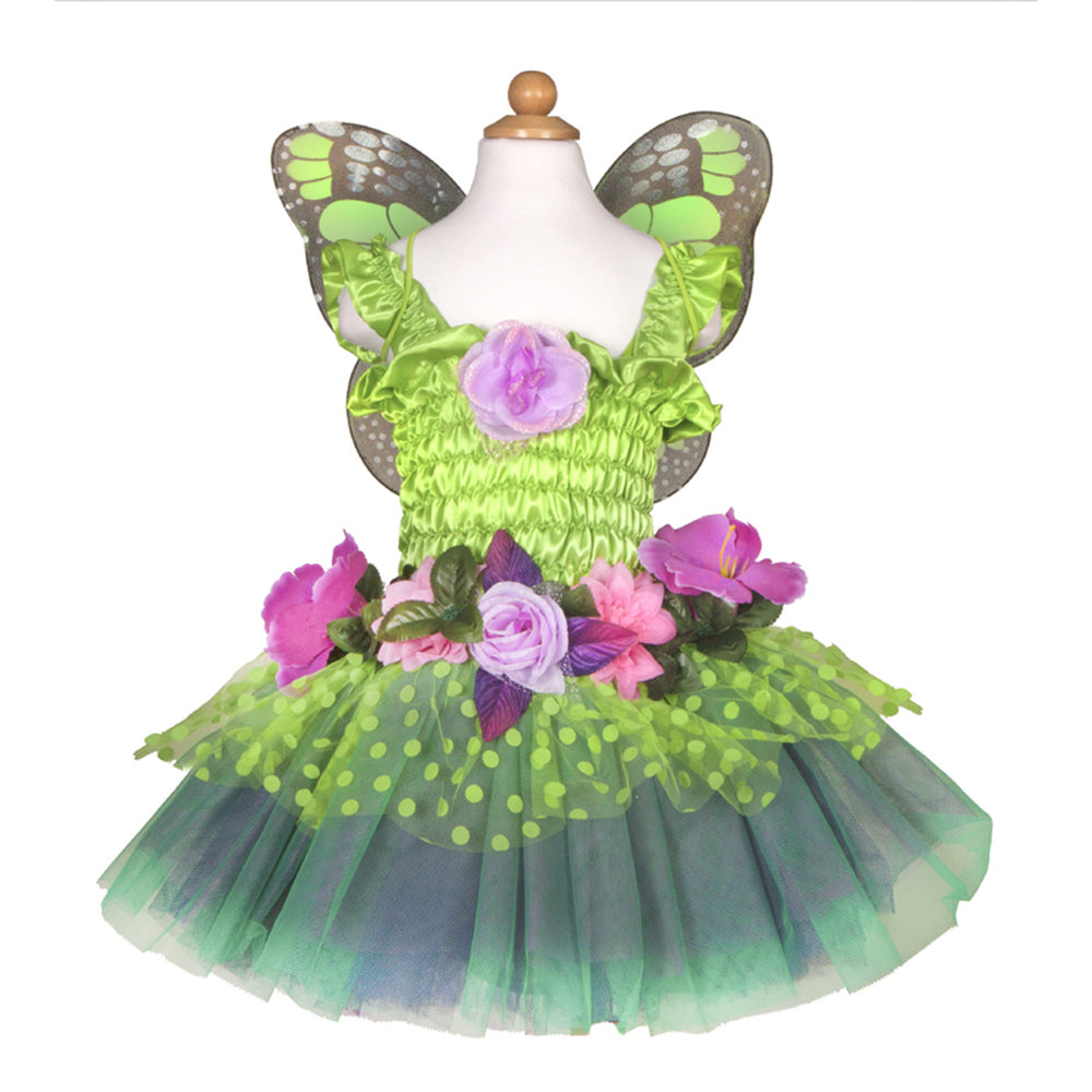 Great Pretenders Size 3-4 Fairy Blooms Deluxe Dress w/ Wings Green Kids 3y+
