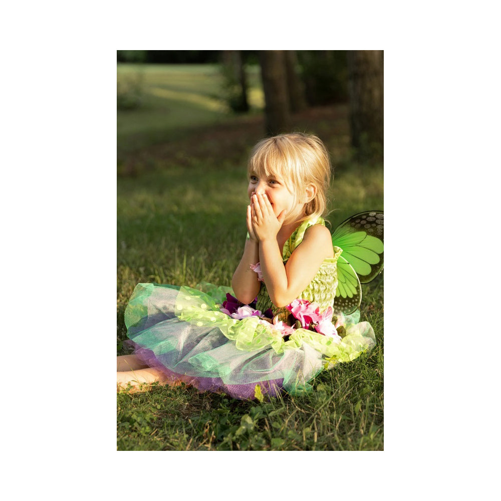 Great Pretenders Size 3-4 Fairy Blooms Deluxe Dress w/ Wings Green Kids 3y+
