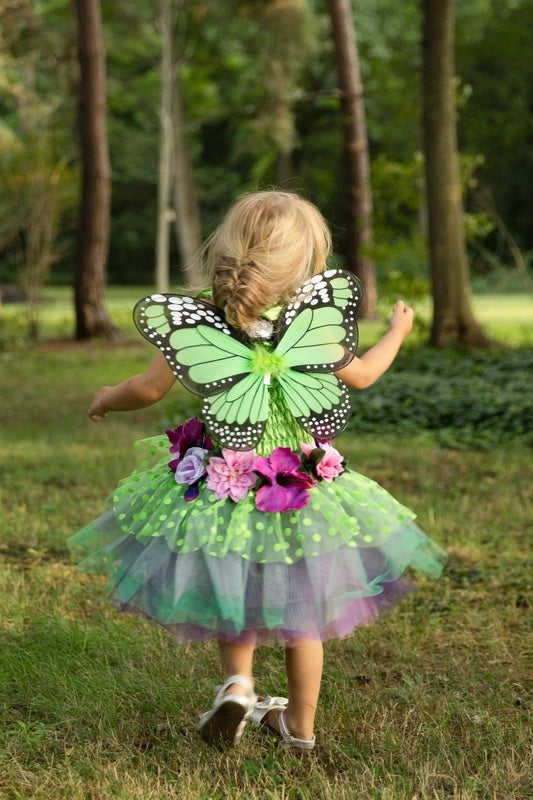 Great Pretenders Size 3-4 Fairy Blooms Deluxe Dress w/ Wings Green Kids 3y+