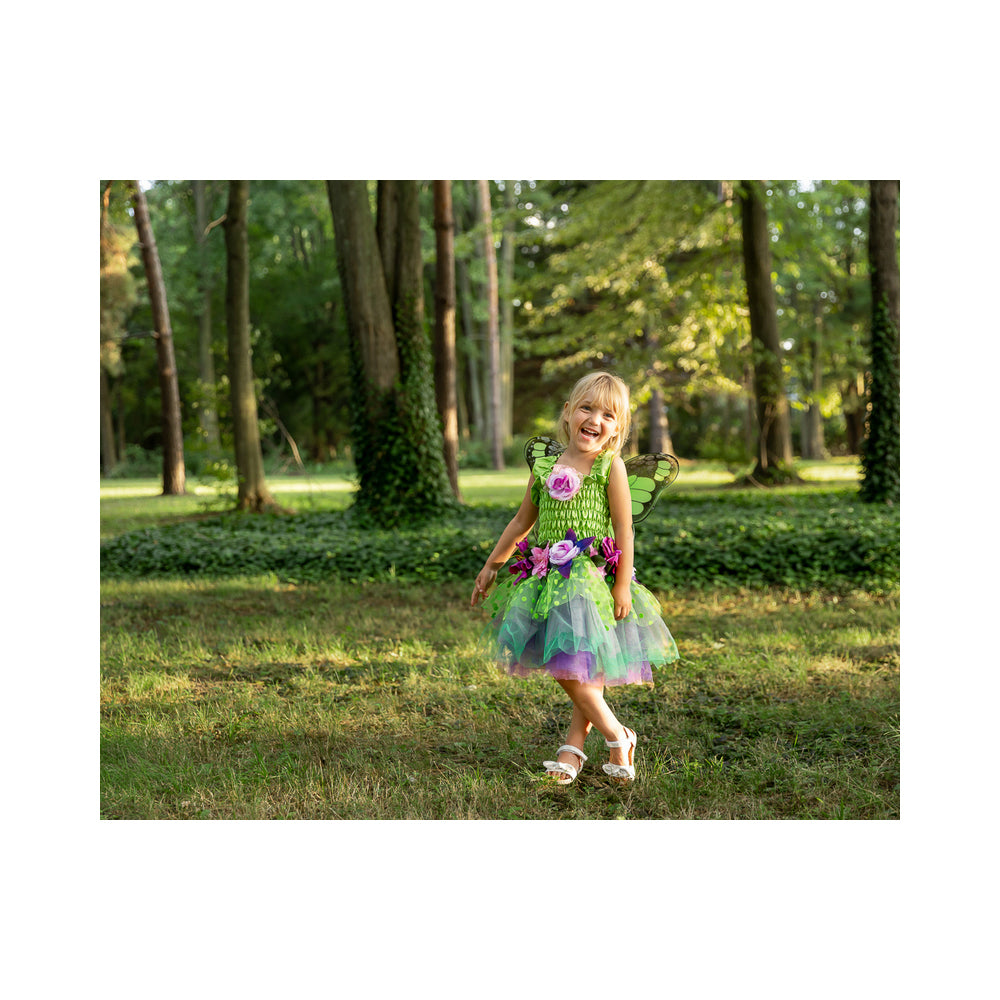 Great Pretenders Size 5-6 Fairy Blooms Deluxe Dress w/ Wings Green Kids 5y+