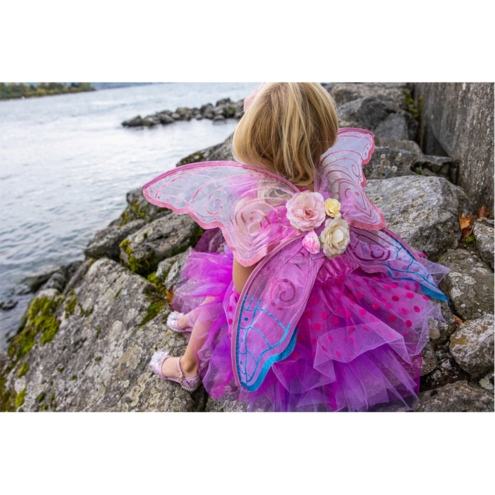Great Pretenders Size 3-4 Fairy Blooms Deluxe Dress w/ Wings Pink Kids 3y+