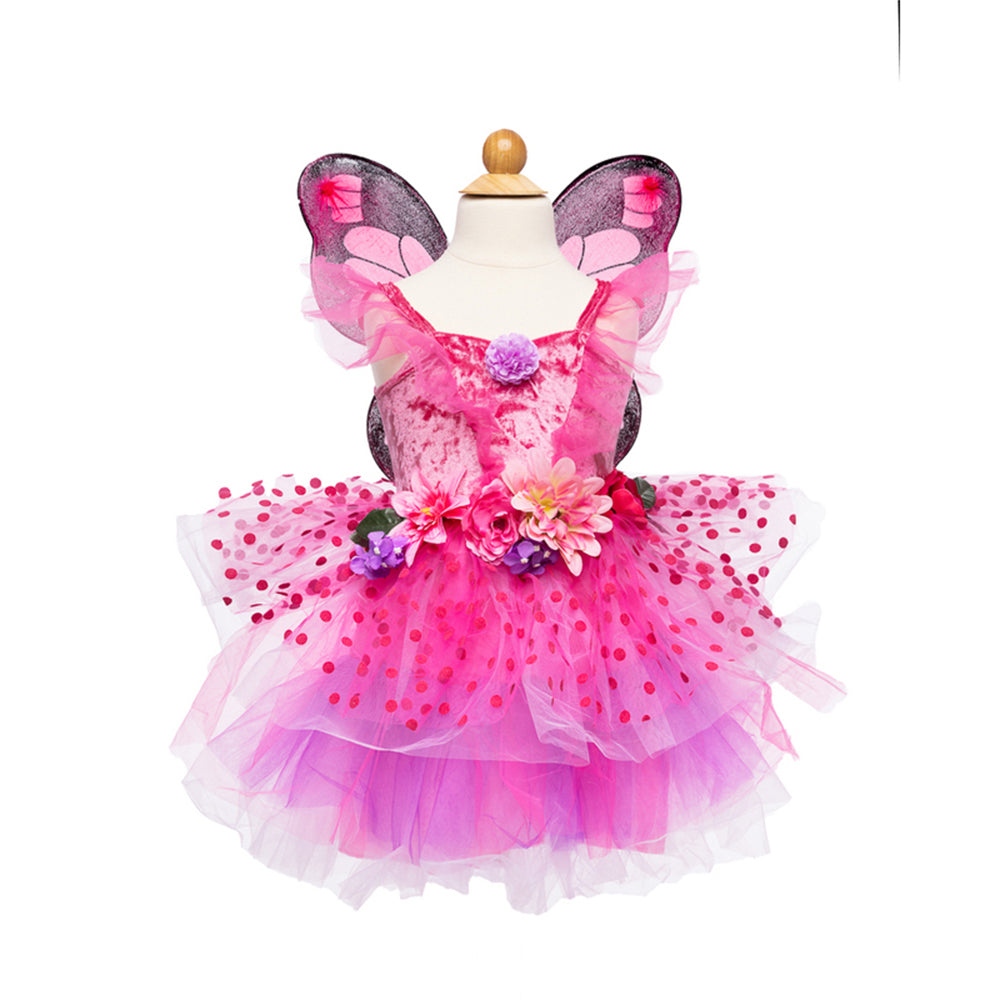 Great Pretenders Size 5-6 Fairy Blooms Deluxe Dress w/ Wings Pink Kids 5y+