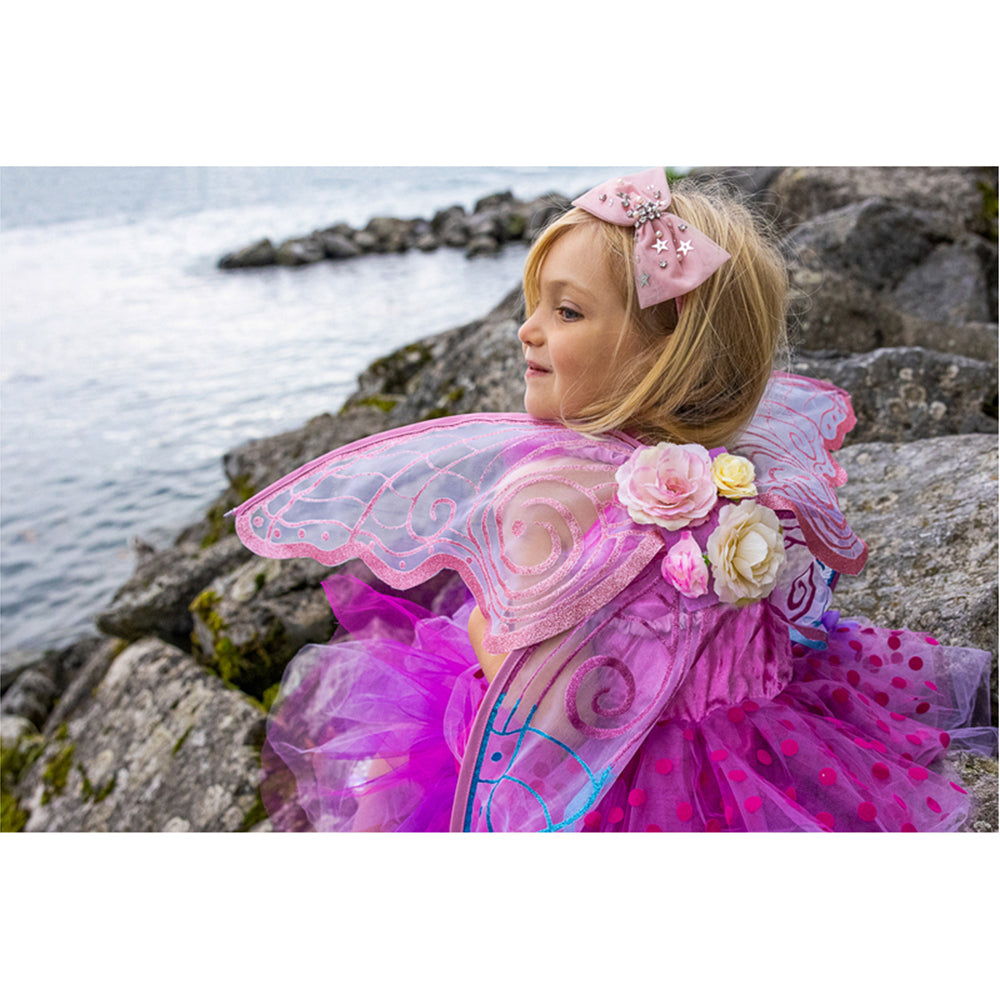 Great Pretenders Size 5-6 Fairy Blooms Deluxe Dress w/ Wings Pink Kids 5y+