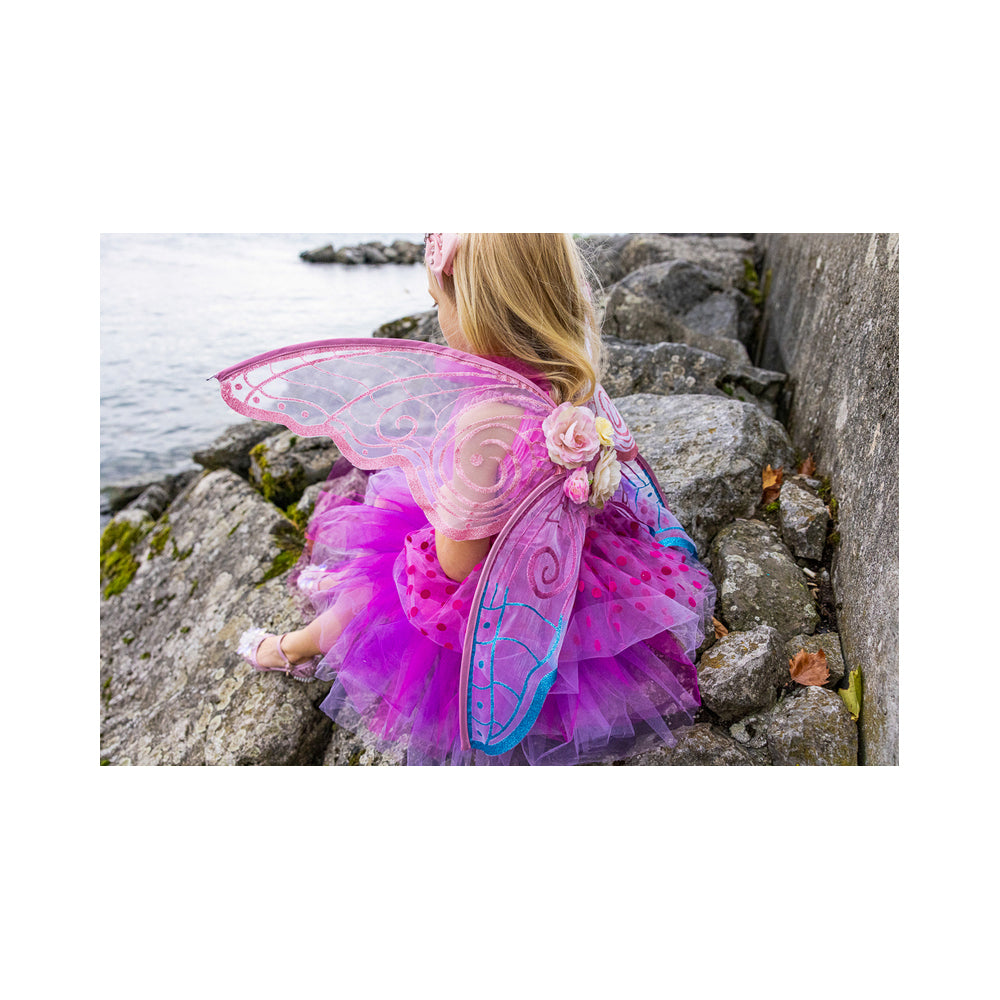 Great Pretenders Size 5-6 Fairy Blooms Deluxe Dress w/ Wings Pink Kids 5y+