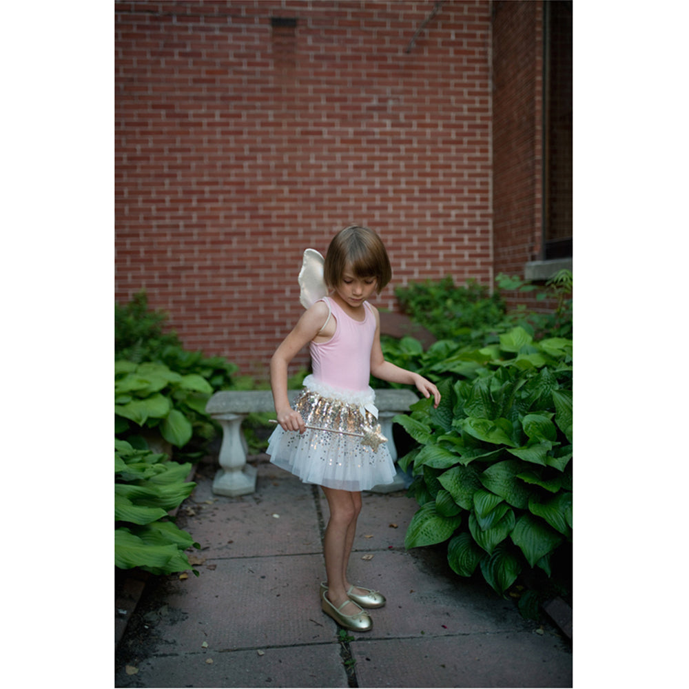 Great Pretenders Size 4-6 Gracious Gold Sequins Skirt/Wings/Wand Set 3y+